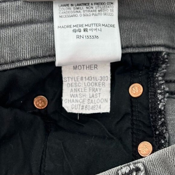 Mother Womens Looker Ankle Fray Skinny Jean Size 26 Gray Denim Distressed USA - Picture 12 of 16